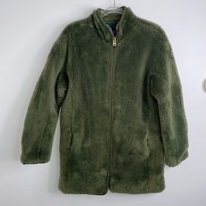 J.CREW Size Small Zip Up Cocoon-Like Faux Fur Teddy Coat Green J9064 NWT